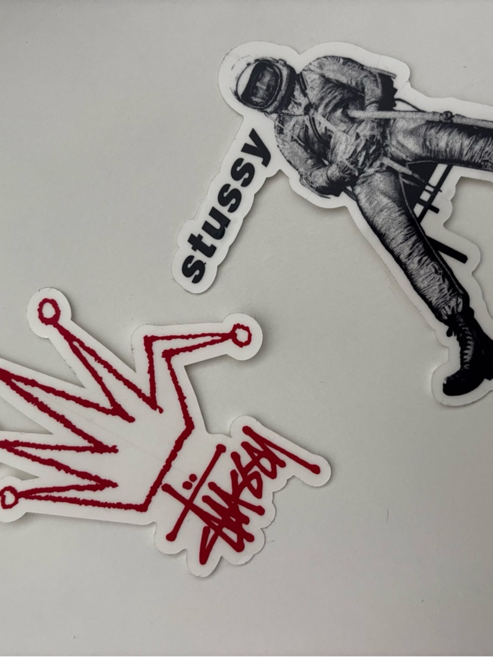 Stussy Red Crown & Black Astronaut Sticker Duo